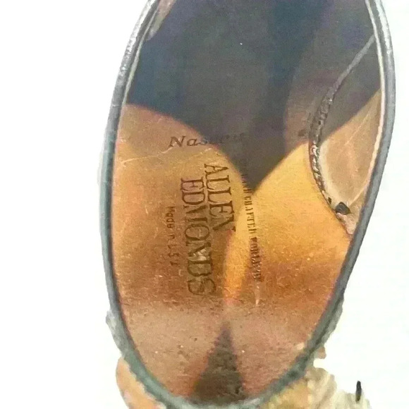 VTG Allen Edmonds Nassau Brown Sharkskin Mens Wingtip Brogue Oxford Sz 10.5/44.5 - Picture 14 of 16